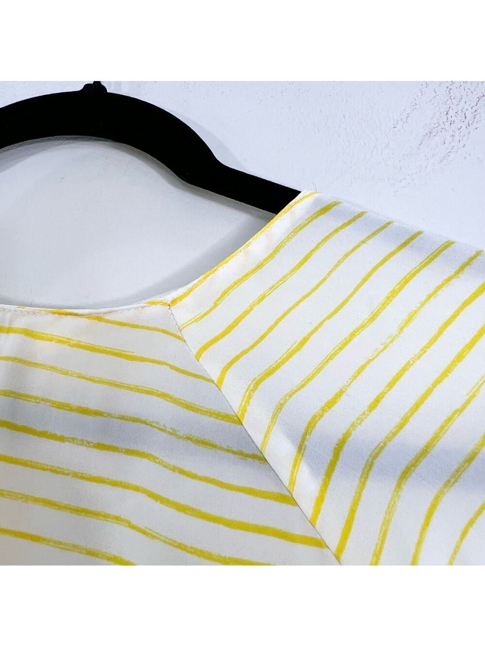 Zara Trafaluc white yellow stripe low open tie back short sleeve boxy top M - Picture 11 of 12